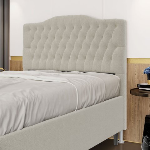 Cabeceira Pollux 140 / N-037 Bouclê Off White Aradecor