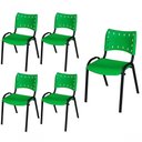 Ver imagem 1 de Cadeira Iso Base Preto Igreja, Escola, Escritório - Verde - Kit 5 Peças
