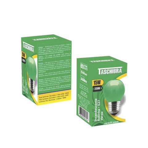 Lâmpada Incandescente Taschibra Bolinha 15w 220v Verde