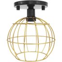 Ver imagem 1 de Lustre Teto Plafon Industrial Aramado Globo Dourado Retrô Luminária Vintage Preto Agp Ilumini