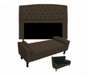 Ver imagem 1 de Jogo Cabeceira Geovana + Calçadeira Fênix Casal 140cm Suede Marrom - LM DECOR
