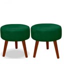Ver imagem 1 de Kit 02 Puff Redondo Decorativo Panqueta de Apoiar Os Pés Suede Verde