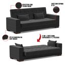 Ver imagem 6 de Sofá Cama 02 lugares Lisboa Suede Pés de Madeira - D’Rossi - Preto