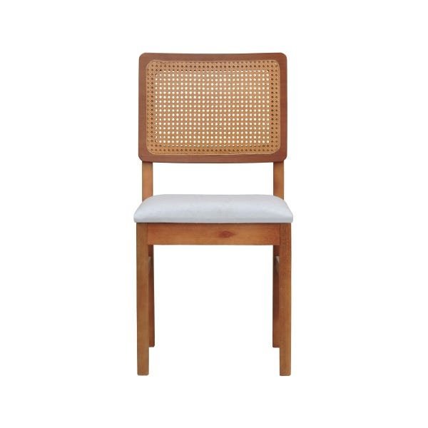 Kit 2 Cadeiras Madeira Maciça Assento Estofado Encosto Telinha Palha  Sintetica Lyon - Amêndoa/Natura | MadeiraMadeira