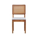 Ver imagem 4 de Kit 2 Cadeiras Madeira Maciça Assento Estofado Encosto Telinha Palha Sintetica Lyon - Amêndoa/Natura