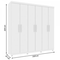 Guarda-Roupa Casal Olimpo 6 Portas 3 Gavetas Neve - Tcil Móveis - 4