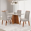 Ver imagem 1 de Mesa de Jantar 4 Lugares Stilo com Vidro Mel/vidro Off White/veludo Pastel - Viero Móveis