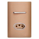 Ver imagem 1 de CONJUNTO INTERRUPTOR SIMPLES + TOMADA 10A 4X2 OURO ROSE CROMADO DNV1500/19ORCR