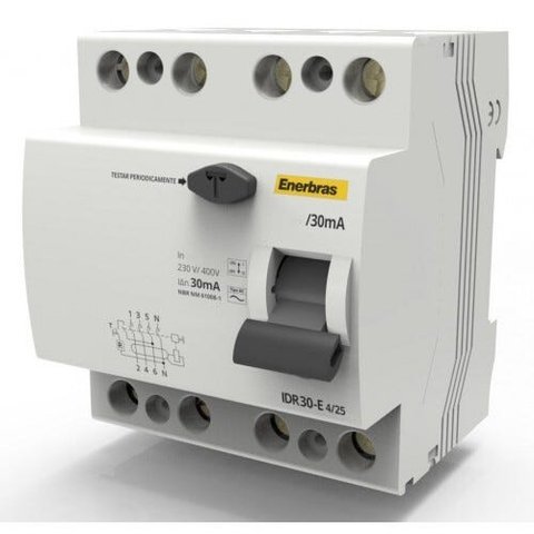 INTERRUPTOR DIFERENCIAL RESIDUAL TETRAPOLAR 40A/30MA - ENERBRAS IDR30-E4/40