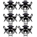 Ver imagem 1 de Kit 6 Jogos De Mesa Dobravel Com 4 Cadeiras Tampo Redondo 70X70 Preto - Preto