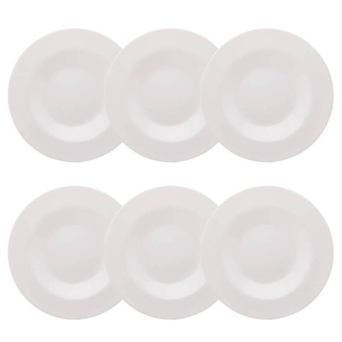 6 Pratos Fundos Brancos 28cm Vidro Opalino Massa Risoto Entradas Lyor Restaurante Hotel