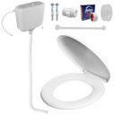 Ver imagem 1 de Assento Sanitário Almofadado +Caixa de Descarga Elevada 9L Branca + Tubo de Descida + Espude +Engate