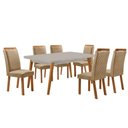 Ver imagem 1 de Mesa de Jantar Copper 180cm Madeira Tampo Vidro Canto Copo com 6 Cadeiras Lorena Moderna Mobília