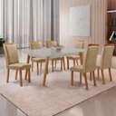 Ver imagem 7 de Mesa de Jantar Copper 180cm Madeira Tampo Vidro Canto Copo com 6 Cadeiras Lorena Moderna Mobília