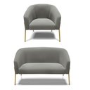 Ver imagem 1 de Sofá Namoradeira e Poltrona Pé de Ferro Dourado Stella Suede Grafite D03 - D'Rossi