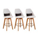 Ver imagem 1 de Kit 03 Banquetas Linho Bege E Almofada Marrom