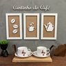 Kit 3 Quadros decorativos Cantinho do Café + Frase relevo 3D:Branco e Rústico - 1
