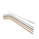 Ver imagem 1 de Conjunto 4 Canudos de Aço Inox e 1 Escova p/Lavar Coloridos 26,5cm
