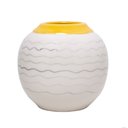Ver imagem 2 de Vaso Decorativo Esfera de Cerâmica Branco/Amarelo 14x13cm Royal Decor