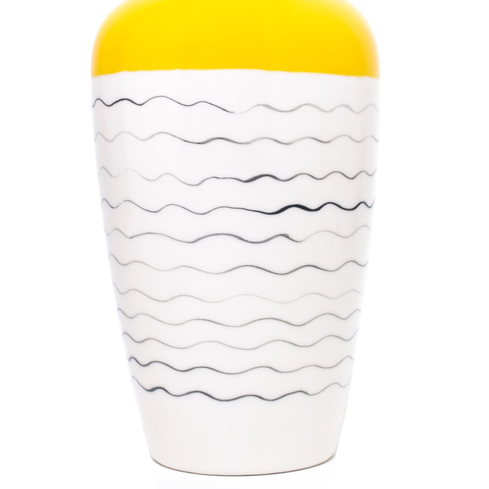 Vaso Decorativo de Cerâmica Branco/Amarelo 28x16cm Royal Decor - 4