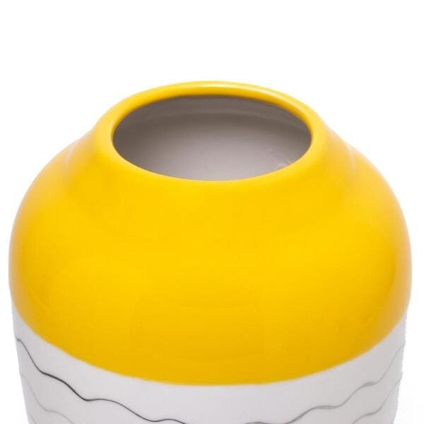 Vaso Decorativo de Cerâmica Branco/Amarelo 28x16cm Royal Decor - 2