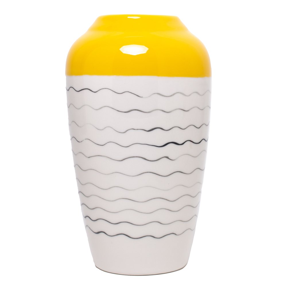 Vaso Decorativo de Cerâmica Branco/Amarelo 28x16cm Royal Decor - 3