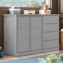 Ver imagem 3 de Cômoda Infantil Pietra com 2 Portas e 4 Gavetas Cinza - Pr Baby Cinza