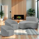 Ver imagem 1 de Kit Divã Recamier Orgânico Marrocos 150cm Lado Esquerdo e 2 Poltronas Amore Bouclé