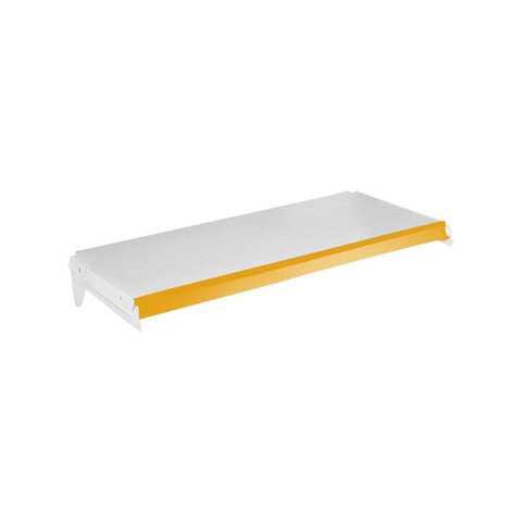 Bandeja Prateleira Ponta 30x73 com Reforço Gôndolas New Plus com Porta Etiqueta Amarelo SA Gô
