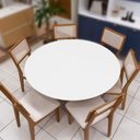 Ver imagem 3 de Conjunto Mesa de Jantar Mesa + 6 Cadeiras 6 Lugares Tampo MDF Base Pirâmide Amadeirado 135cm Dalla