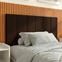 Ver imagem 2 de Painel Cabeceira Duana Solteiro Estofada Dobrável Fixação Parede Design Moderno - Marrom