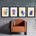 Ver imagem 1 de Kit 4 Quadros Decorativos Matisse - Zen 33x24cm - com Vidro:moldura Branca