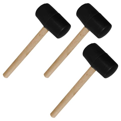 Martelo Borracha Marreta Kit 3 Uni Cabo Madeira Piso Chao Taco Ladrilho Cemarica Montagem Reparo Man