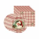 Ver imagem 1 de Kit Sousplat + Guardanapo Natal Fundo Xadrez/noel - 6 Peças - com Base