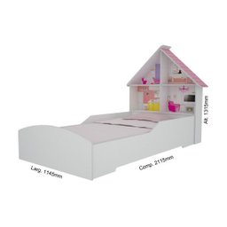 Cama Infantil com Proteção Lateral e Cabeceira Casinha Gelius Móveis - 3 Cama Infantil com Proteção Lateral e Cabeceira Casinha Gelius Móveis - 3