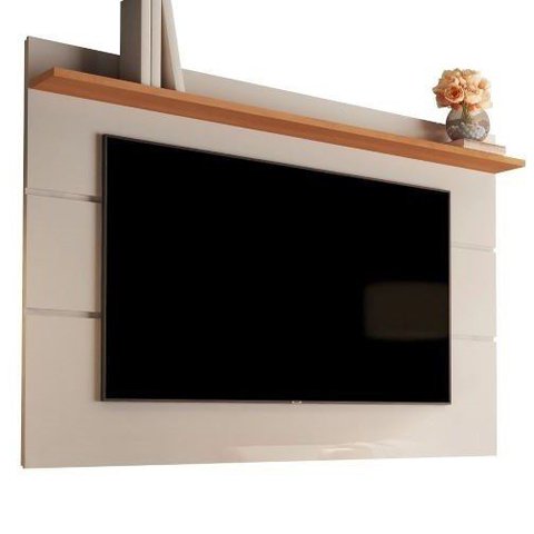 Painel Suspenso Flutuante Home TV até 65 Polegadas Prateleira Superior Vivare New 1.60:Off White/Nat