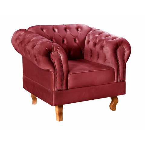 Poltrona Chesterfield Duque Dom Pedro Capitonê - Suede Bordô