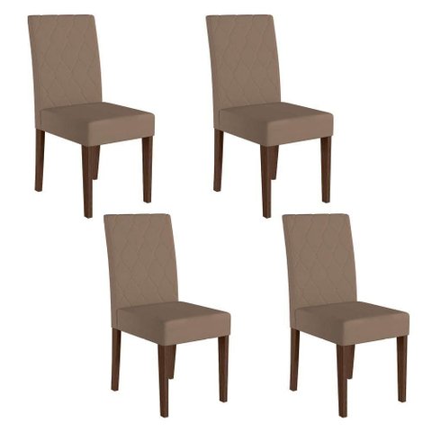 Kit 4 Cadeiras de Jantar Jade MDF Suede Amêndoa Pallazio
