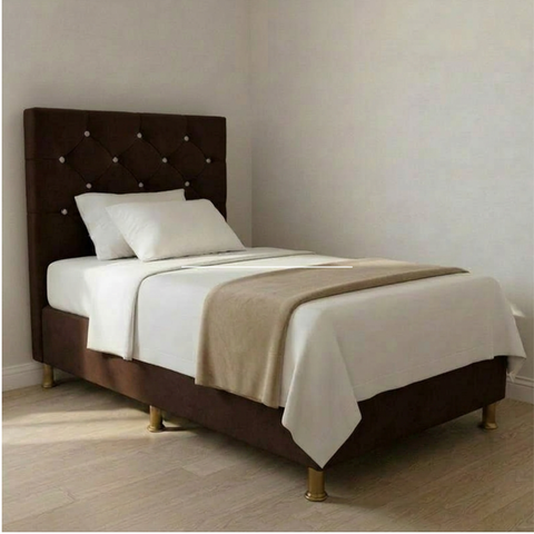 Cabeceira para Cama de Solteiro Kassi Suede:Marrom