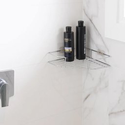 Porta Shampoo de Canto Cromado para Banheiro Prateleira Aramada Moderna Linha Adesiva Utimil - 2