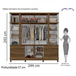 Guarda-Roupa Casal com Espelho 12 Portas 6 Gavetas Silverado Albatroz Móveis - 4