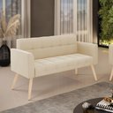 Ver imagem 3 de Sofá Namoradeira Elisa Suede Pés Palito Natural - D'Rossi Cor Bege