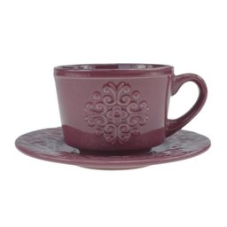 Conjunto 4 Xícaras Wolff Porcelana Para Café C/Pires Tiles Lilac 80Ml - 1