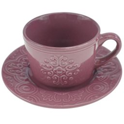 Conjunto 4 Xícaras Wolff Porcelana Para Café C/Pires Tiles Lilac 80Ml - 3