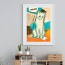 Quadro Pop Art Gato Meow - 60x48cm:madeira Preta - 1