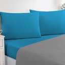 Ver imagem 2 de Jogo de Cama Malha Lençol 100% Algodão Gran Moratta 4 Peças King - Cinza-azul Turqueza
