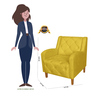 Kit 2 Poltronas Estofadas Para Salão de Beleza Munique Suede Amarelo - LM DECOR - 6