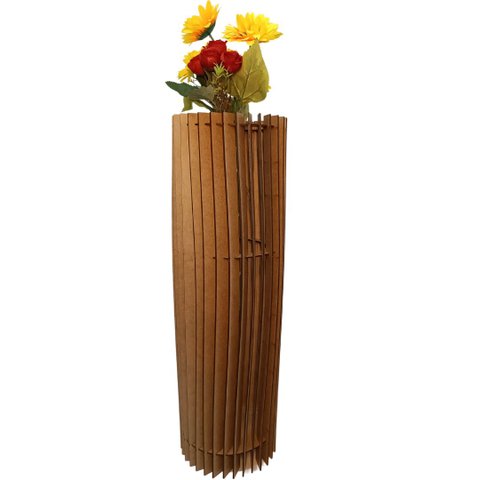 Vaso de Chão Decorativo Grande Torre -:mdf Cru/70x20cm