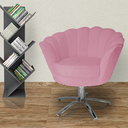 Ver imagem 1 de Poltrona Para Sala de Estar Com Base Giratória de Metal Pétala Suede Rosa Barbie - LM DECOR