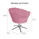 Ver imagem 4 de Poltrona Para Sala de Estar Com Base Giratória de Metal Pétala Suede Rosa Barbie - LM DECOR